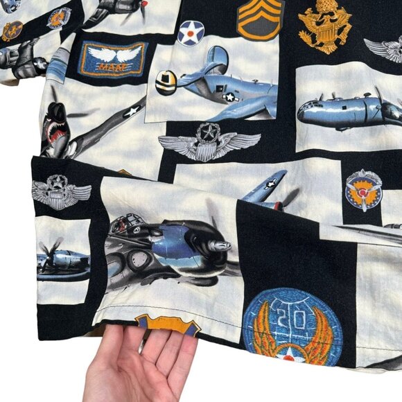 Vintage Kalaheo Hawaiian Military WW2 Bomber Plane Mens Shirt USA Hawaii Size XL - Picture 6 of 12